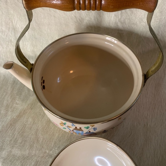 International China Company Stoneware “Heartland” Ceramic, brass and wood kettle - Picture 4 of 7
